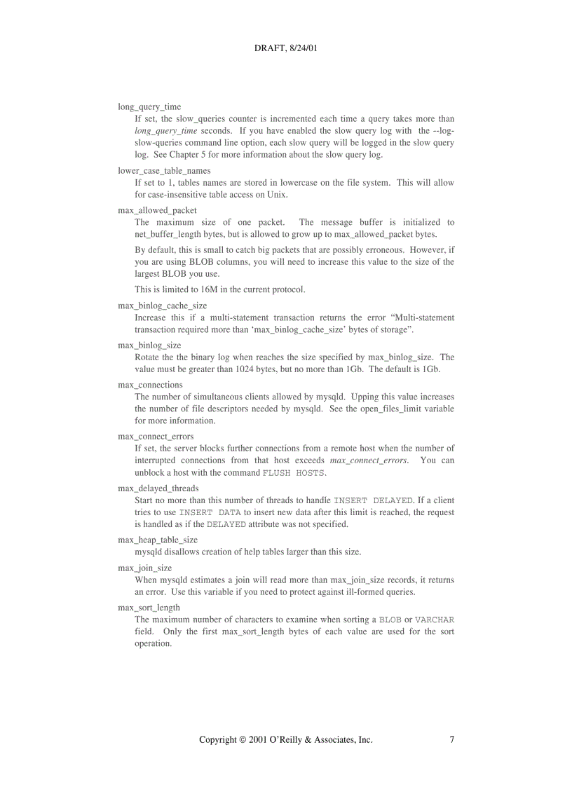 image for page MySQL System Variables