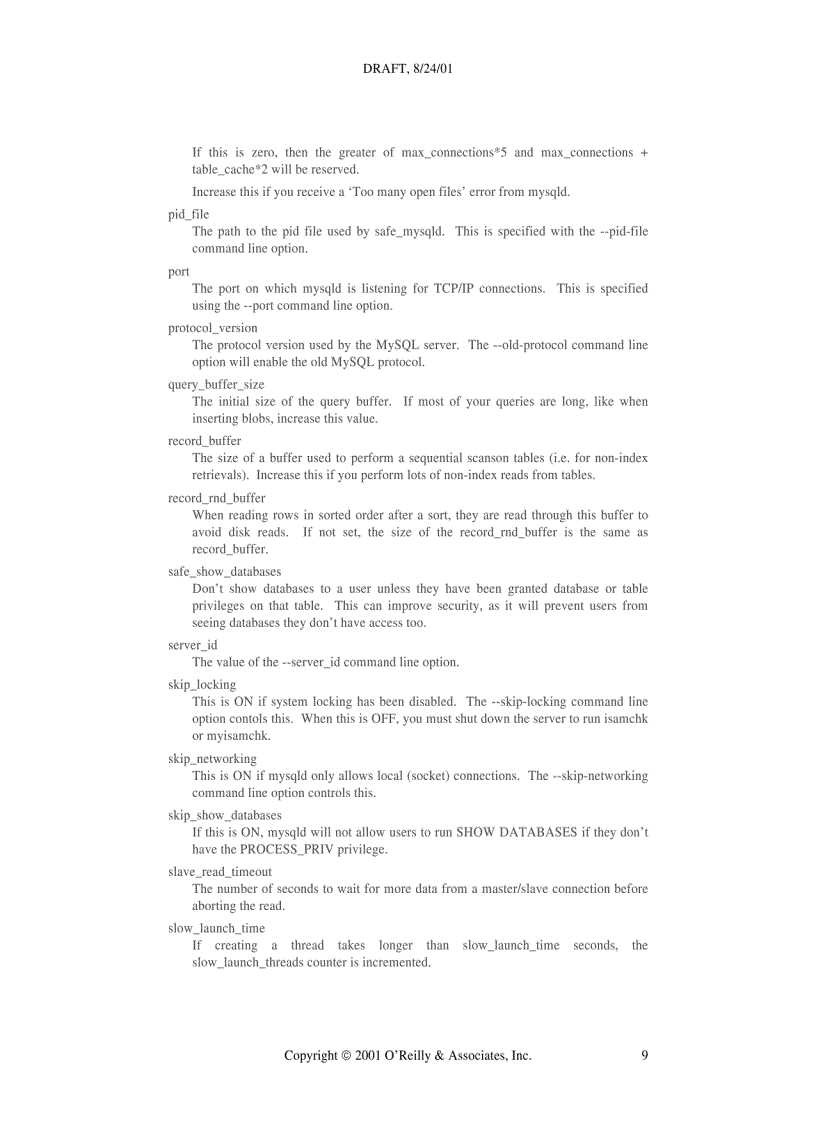 image for page MySQL System Variables