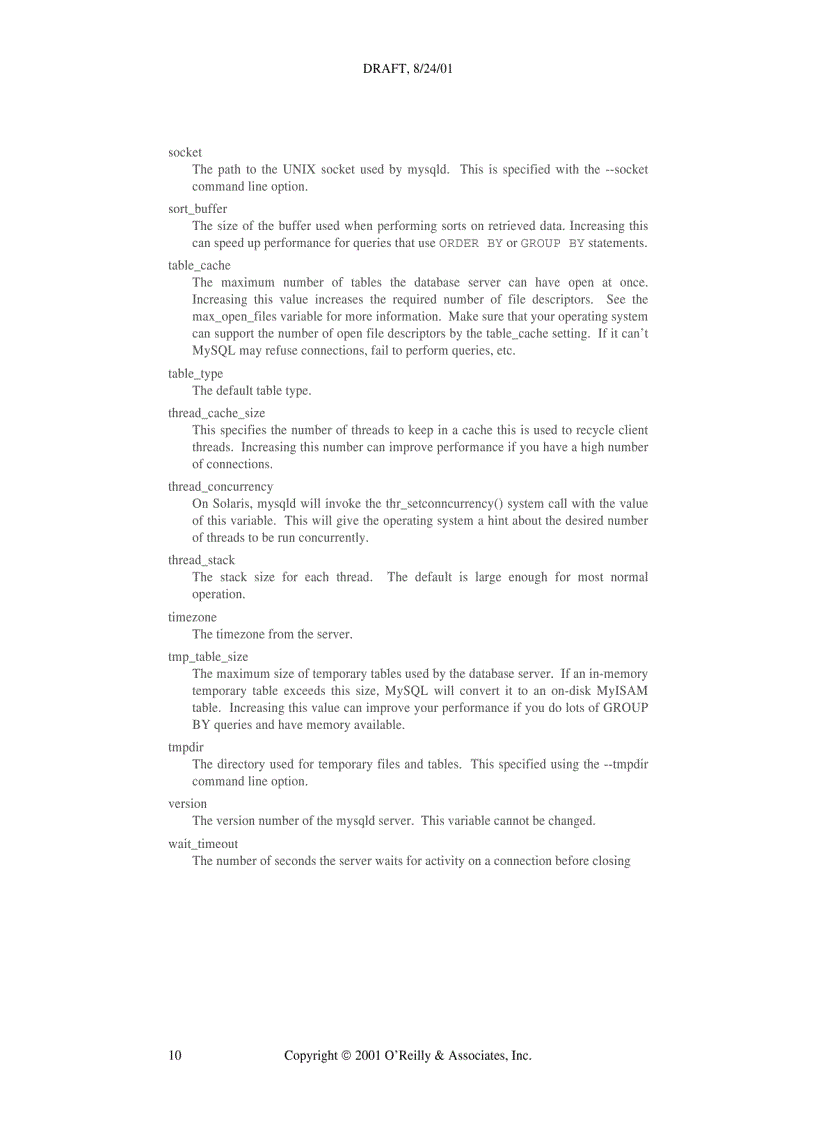 image for page MySQL System Variables
