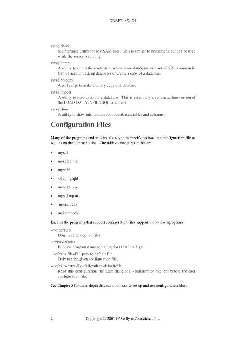 image for page MySQL and Programs and Utilities