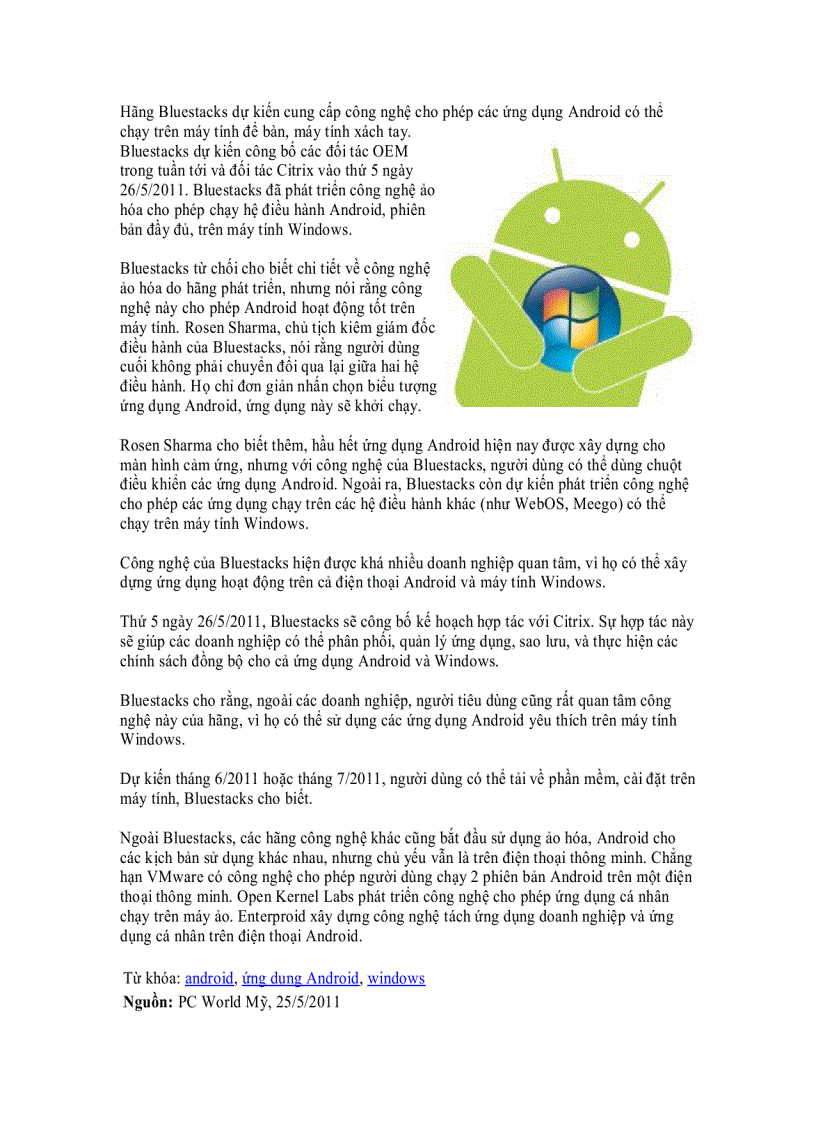 image for page Ứng dụng Android có thể chạy trên máy tính Windows