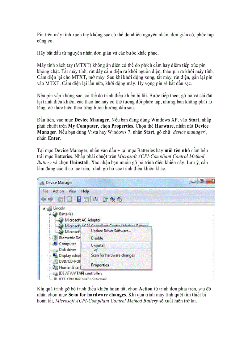 image for page Khi pin máy tính xách tay không sạc được