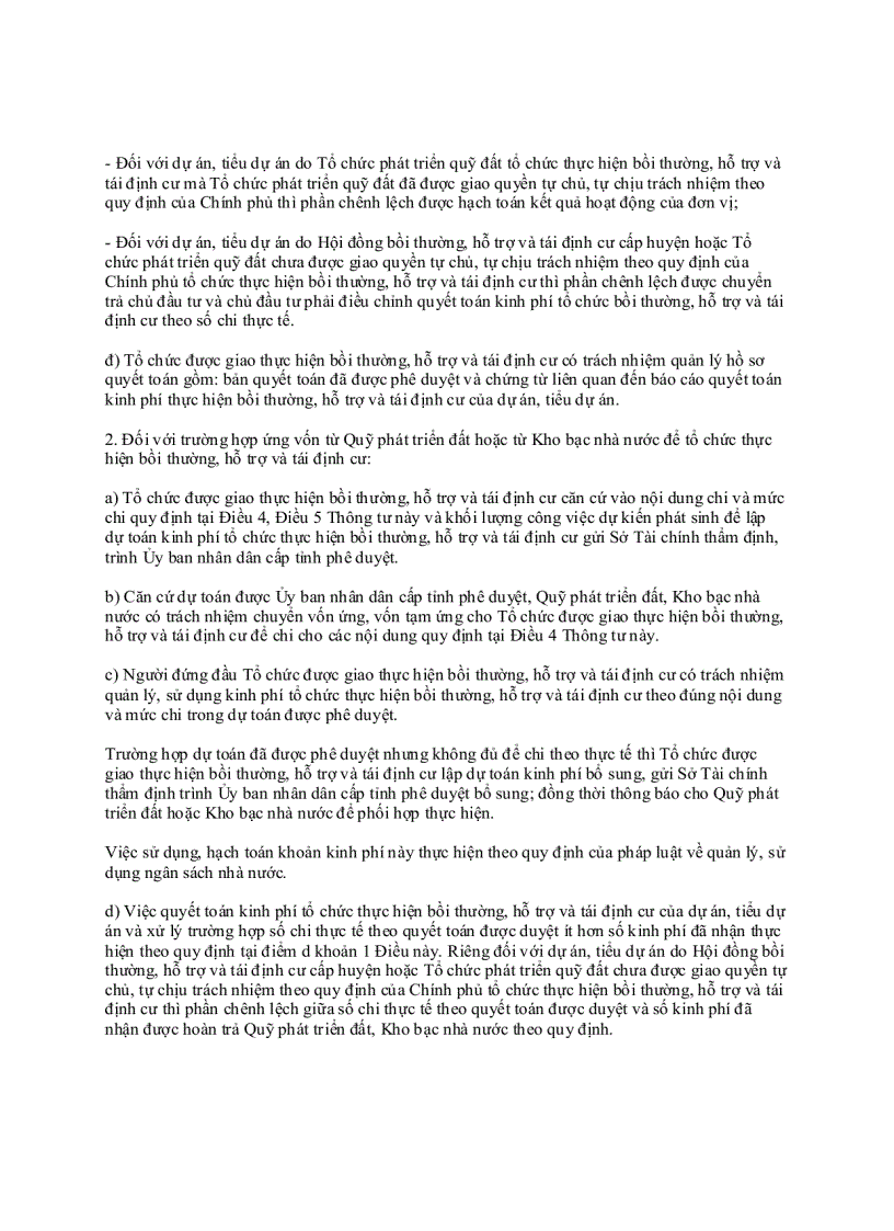 image for page Thông tư 57 2010 TT BTC quy định việc lập dự toán sử dụng và quyết toán kinh phí tổ chức thực hiện bồi thường hỗ trợ và tái định cư khi Nhà nước thu hồi đất do Bộ Tài chính ban hành