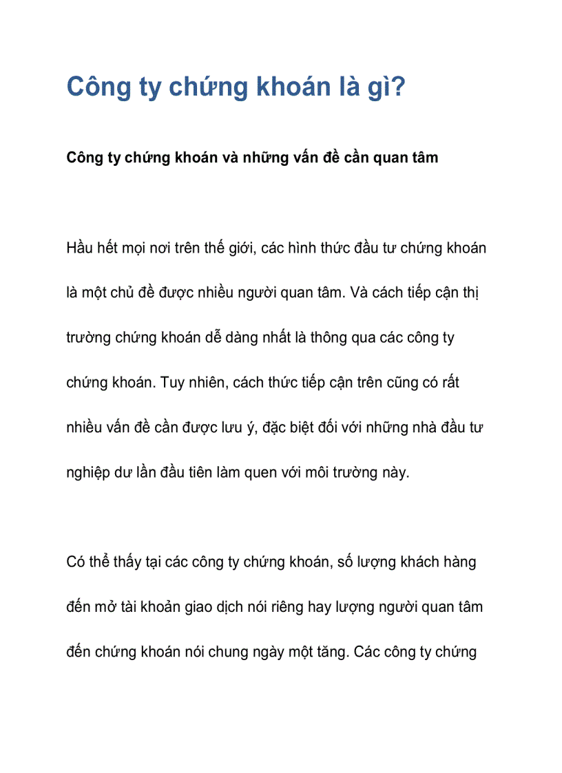 image for page Công ty chứng khoán là gì