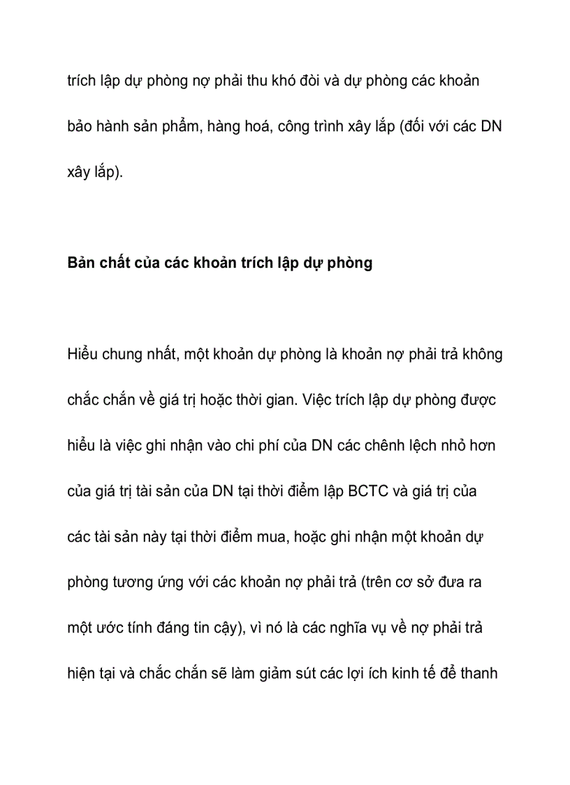 image for page Các khoản trích lập dự phòng cần lưu ý