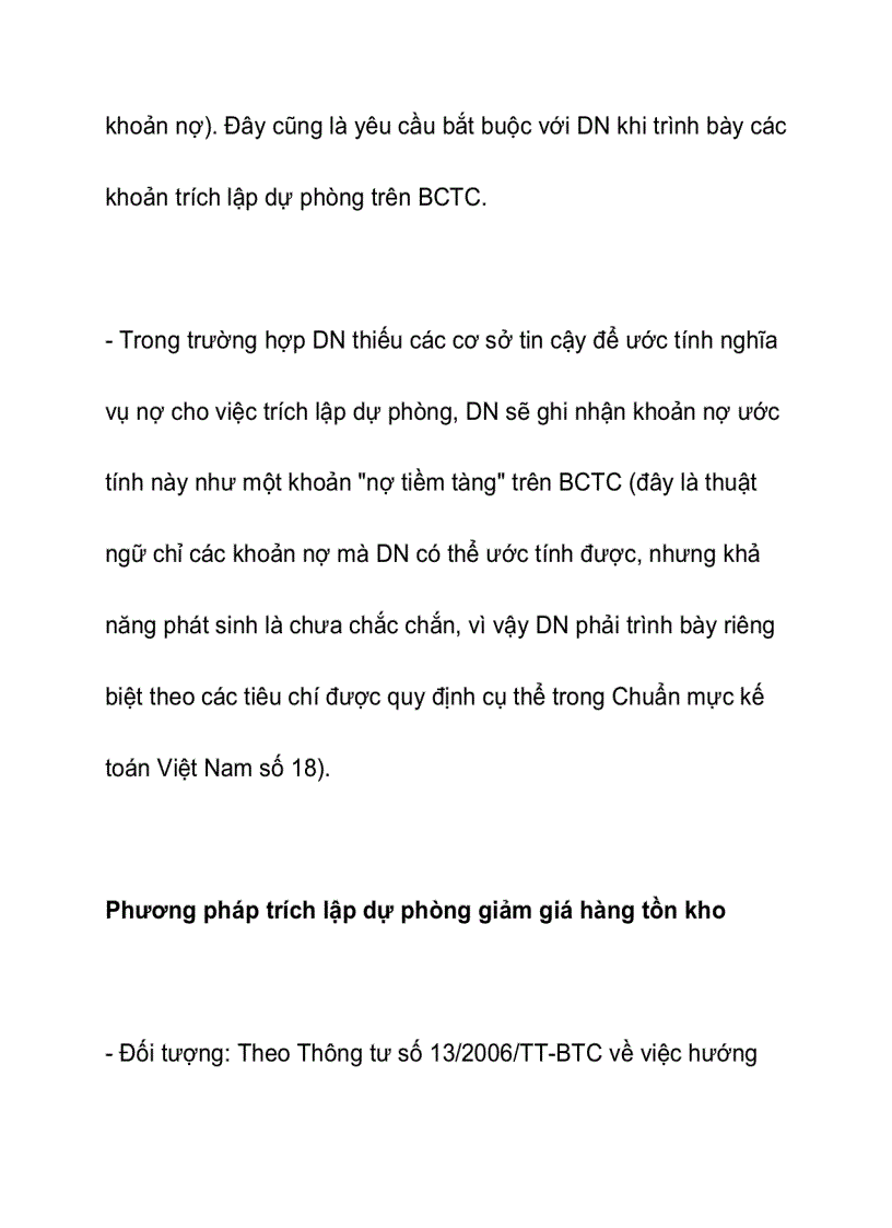 image for page Các khoản trích lập dự phòng cần lưu ý