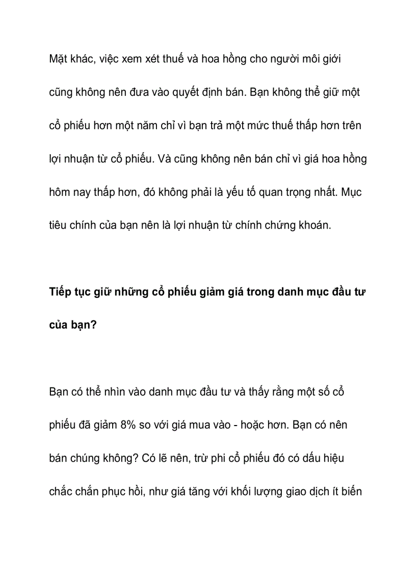 image for page Bán cổ phiếu để cắt giảm thua lỗ