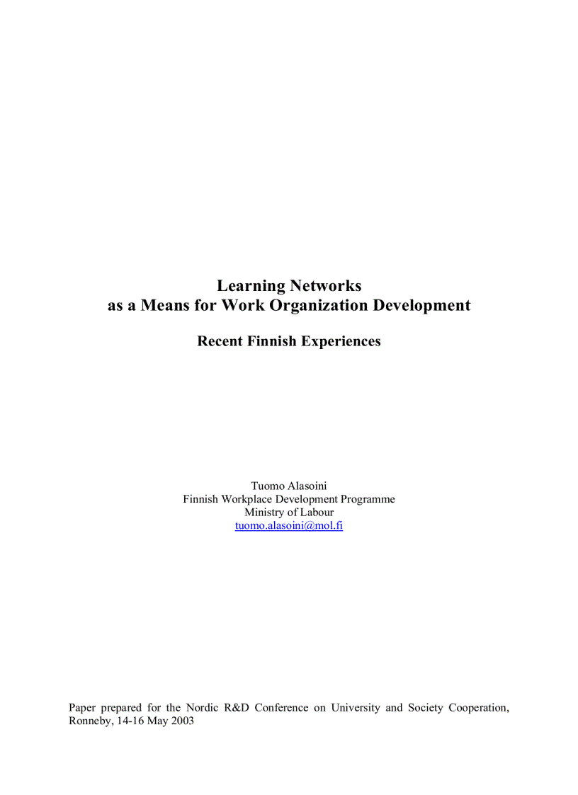 image for page Learning Networks as a Means for Work Organization Development