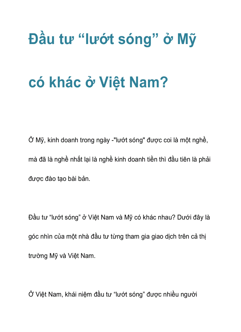 image for page Đầu tư lướt sóng ở Mỹ có khác ở Việt Nam