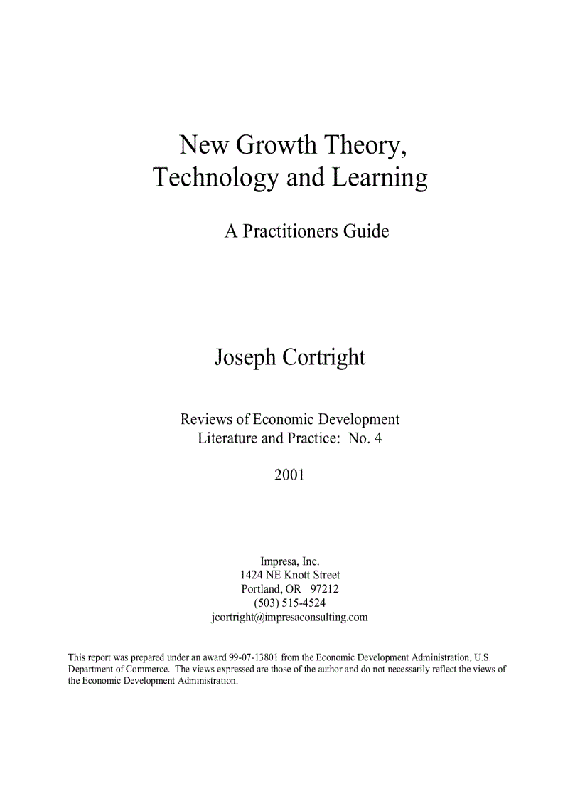 image for page New Growth Theory Technology and Learning A Practitioner s Guide