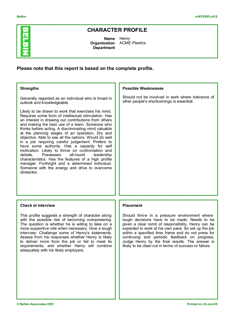 image for page Explanation Individual Candidate Reports Self Perception and Observers