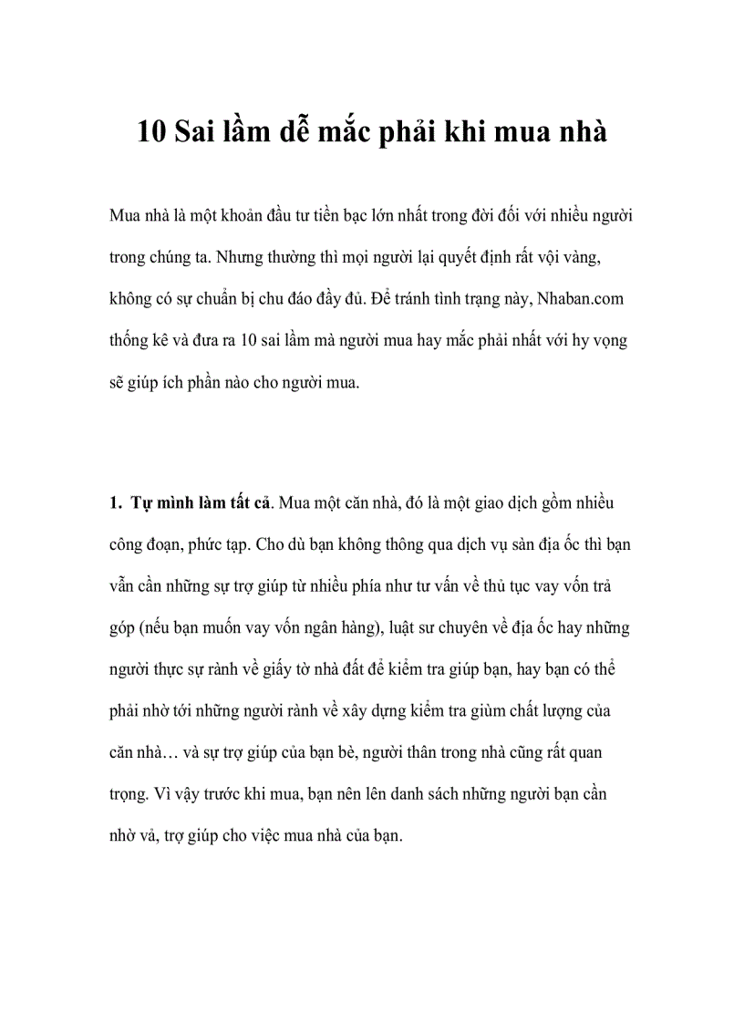 image for page 10 Sai lầm dễ mắc phải khi mua nhà