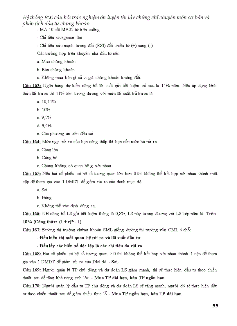 image for page Hệ thống 800 câu hỏi trắc nghiệm ôn luyện thi lấy chứng chỉ chuyên môn cơ bản và phân tích đầu tư chứng khoán