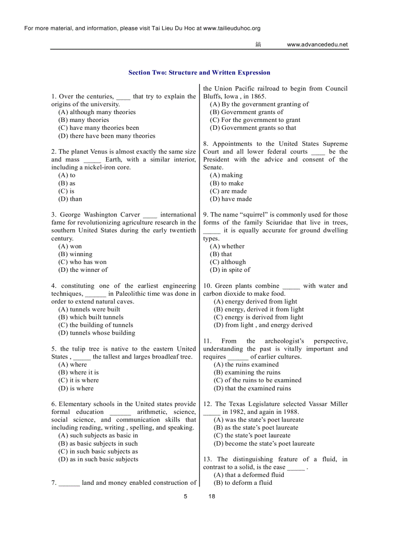 image for page Đề thi Toefl tháng 8 2002