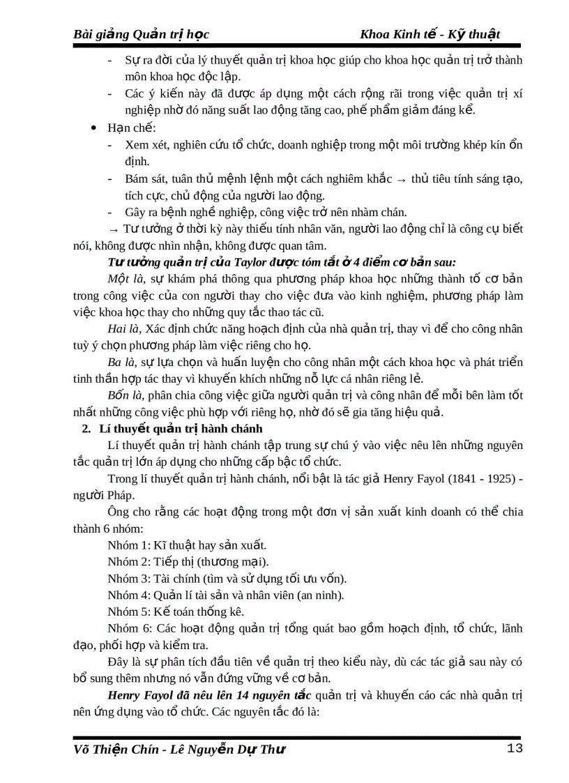 image for page Bài giảng Quản trị học