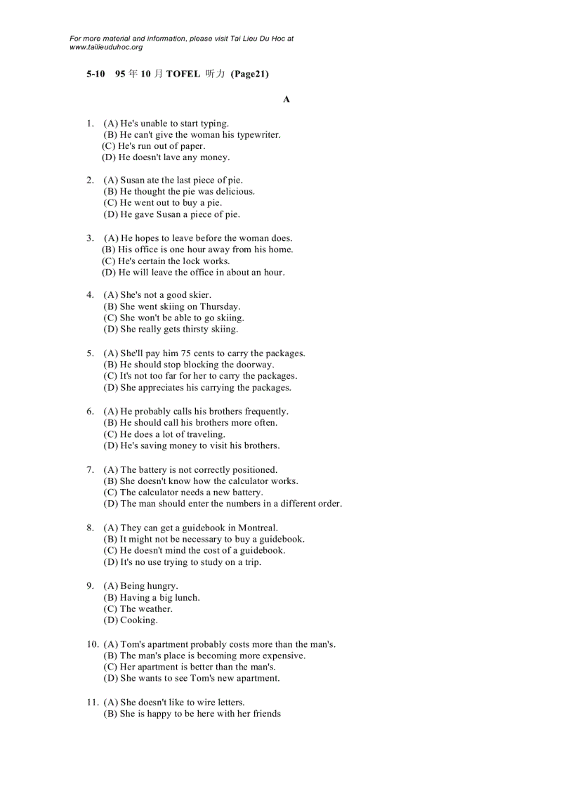 image for page Đề thi Toefl tháng 10 2005