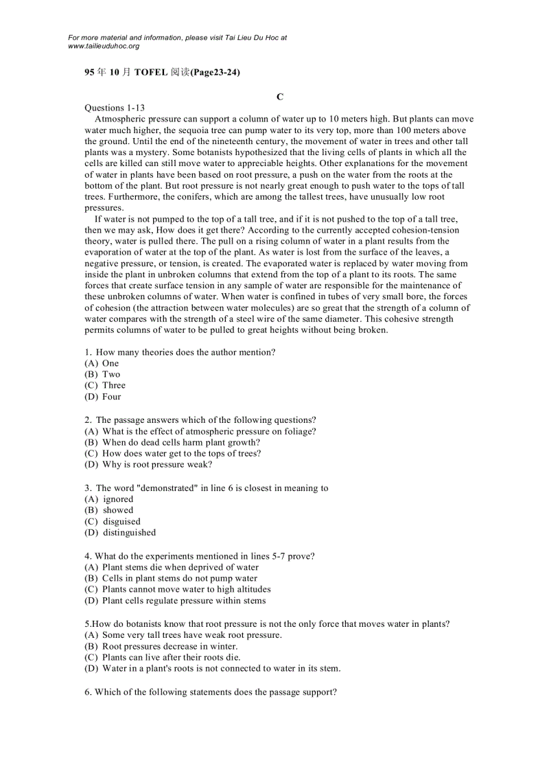 image for page Đề thi Toefl tháng 10 2005