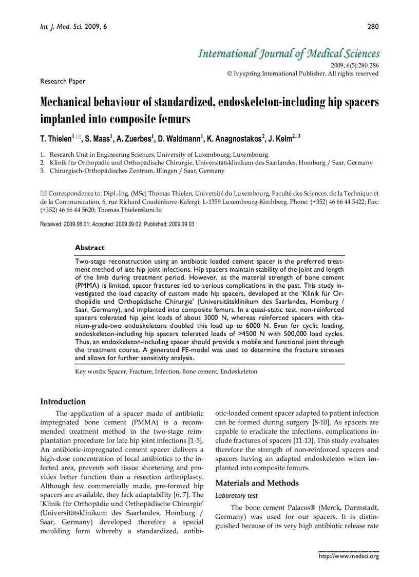 Báo cáo y học Mechanical behaviour of standardized endoskeleton including hip spacers implanted into composite femurs