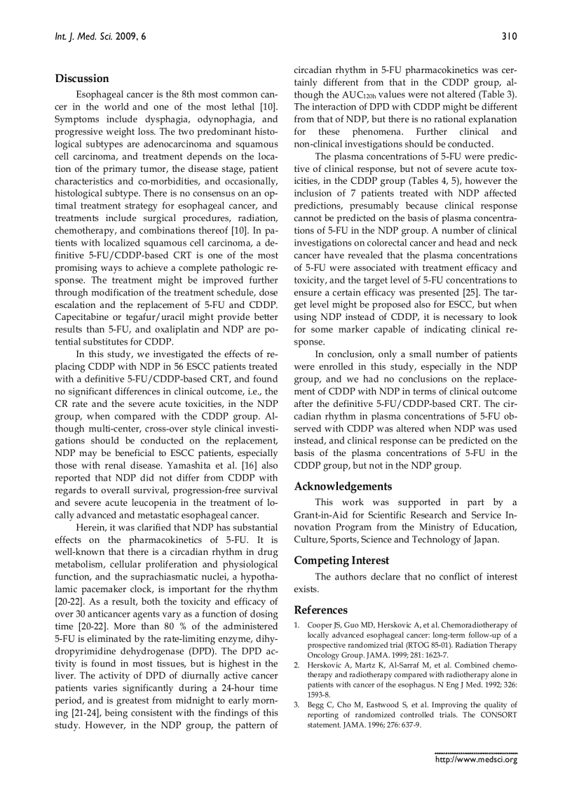 Báo cáo y học Replacement of cisplatin with nedaplatin in a definitive 5 fluorouracil cisplatin based chemoradiotherapy in Japanese patients with esophageal squamous cell carcinoma