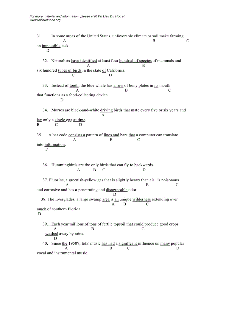 image for page Đề thi Toefl tháng 5 1998