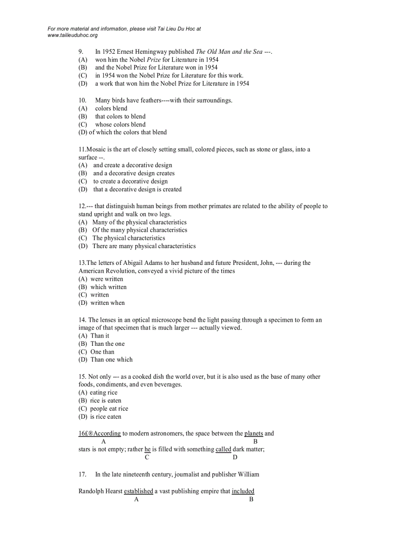 image for page Đề thi Toefl tháng 8 1998