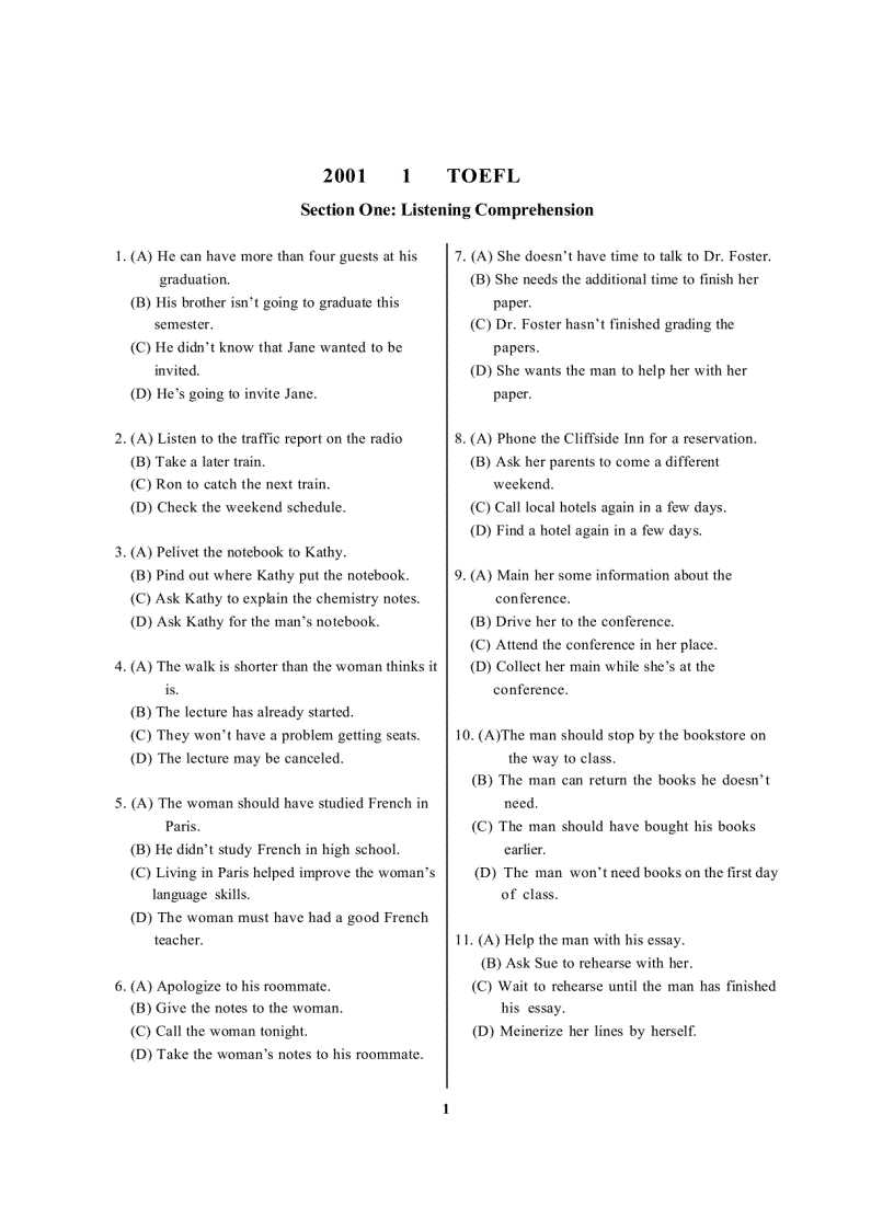 image for page Đề thi Toefl tháng 1 2001