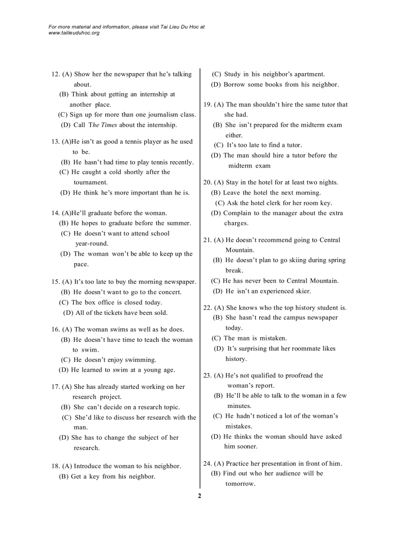 image for page Đề thi Toefl tháng 1 2001