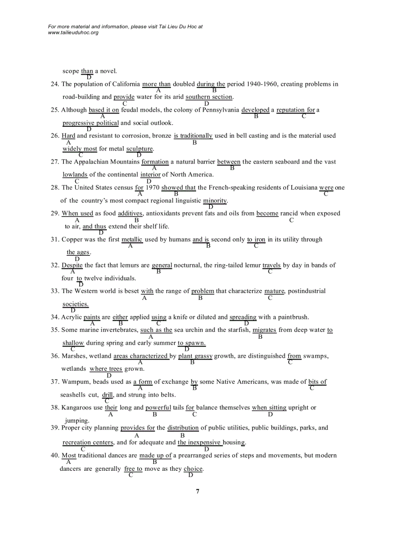 image for page Đề thi Toefl tháng 1 2001