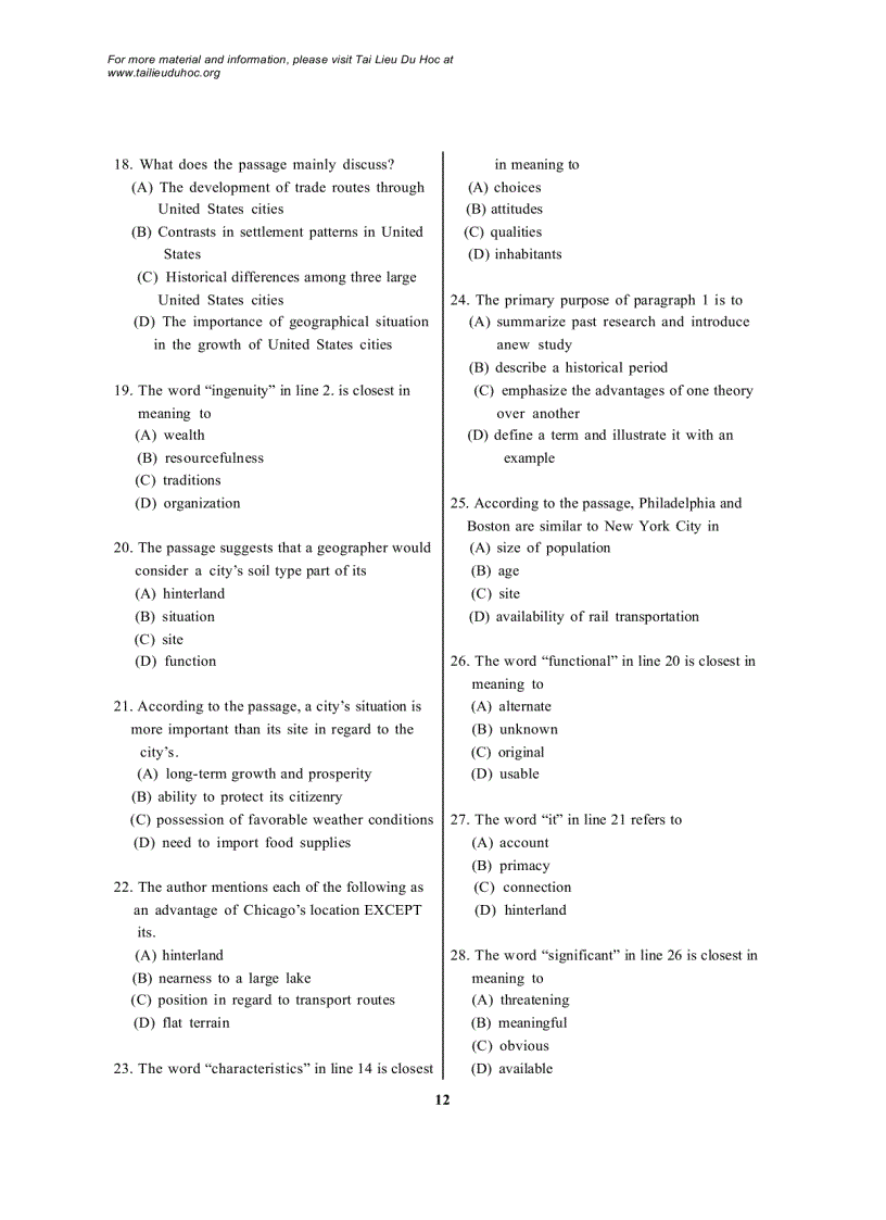 image for page Đề thi Toefl tháng 1 2001