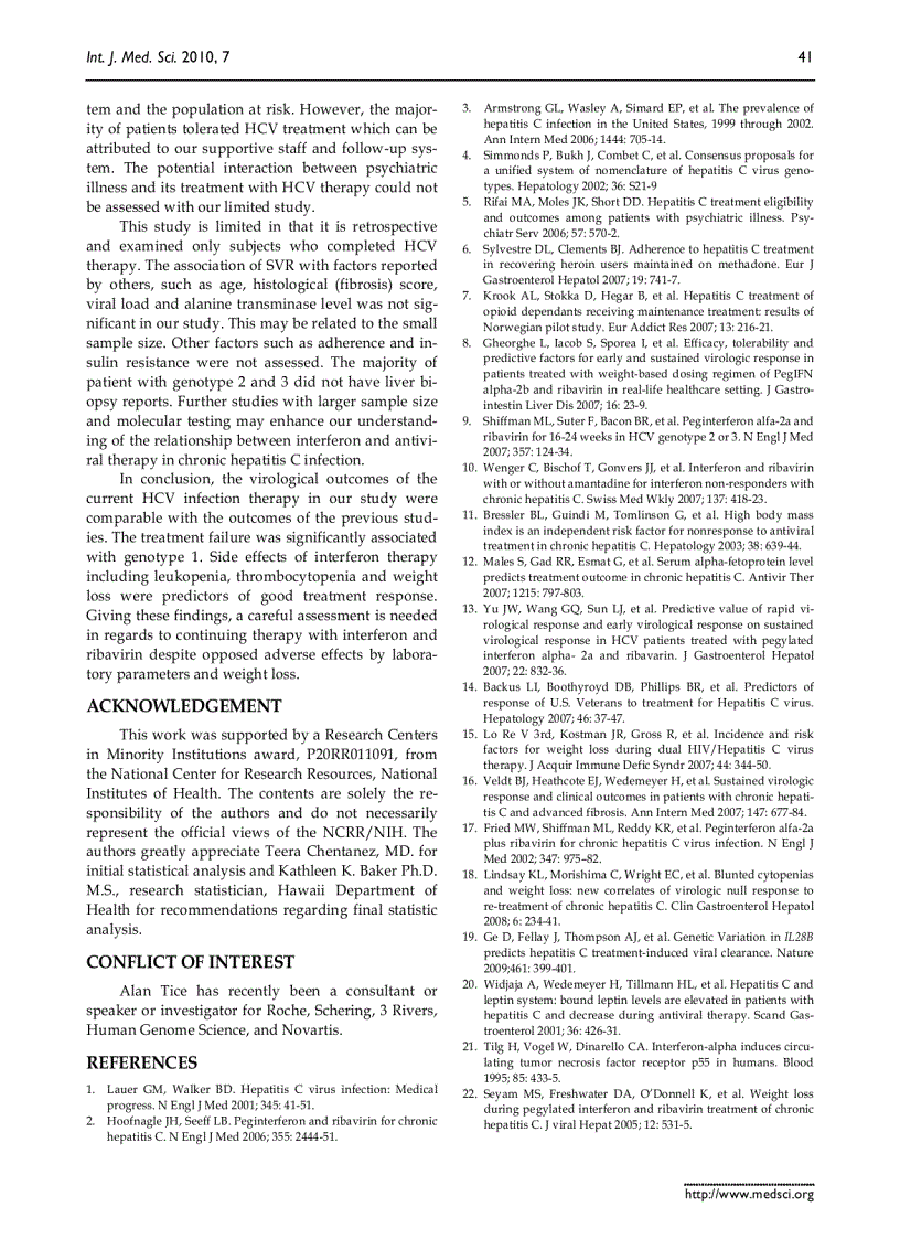 image for page Báo cáo y học Weight loss leukopenia and thrombocytopenia associated with sustained virologic response to Hepatitis C treatmen