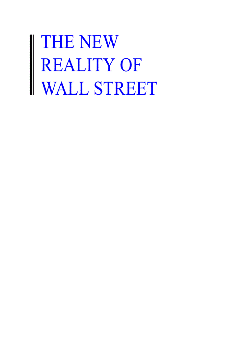 McGraw Hill The New Reality Of Wall Street