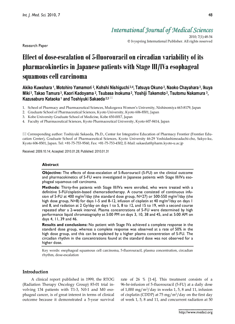 Báo cáo y học Effect of dose escalation of 5 fluorouracil on circadian variability of it