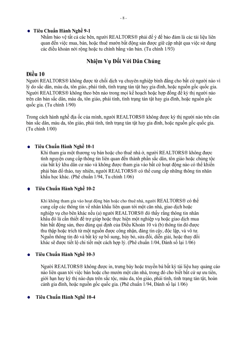 image for page Bộ Luật Đạo Đức và Tiêu Chuẩn Hành Nghề của Hiệp Hội Quốc Gia Chuyên Viên Địa Ốc