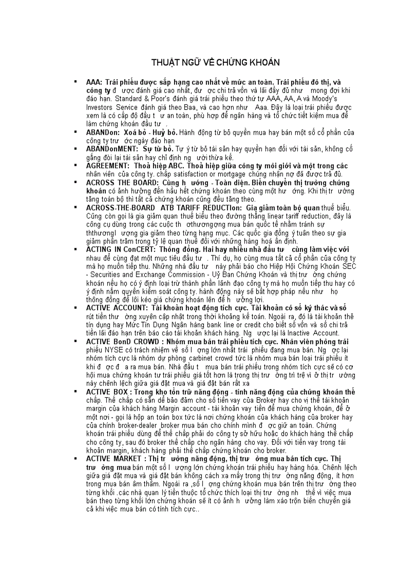 image for page Thuật ngữ về chứng khoán