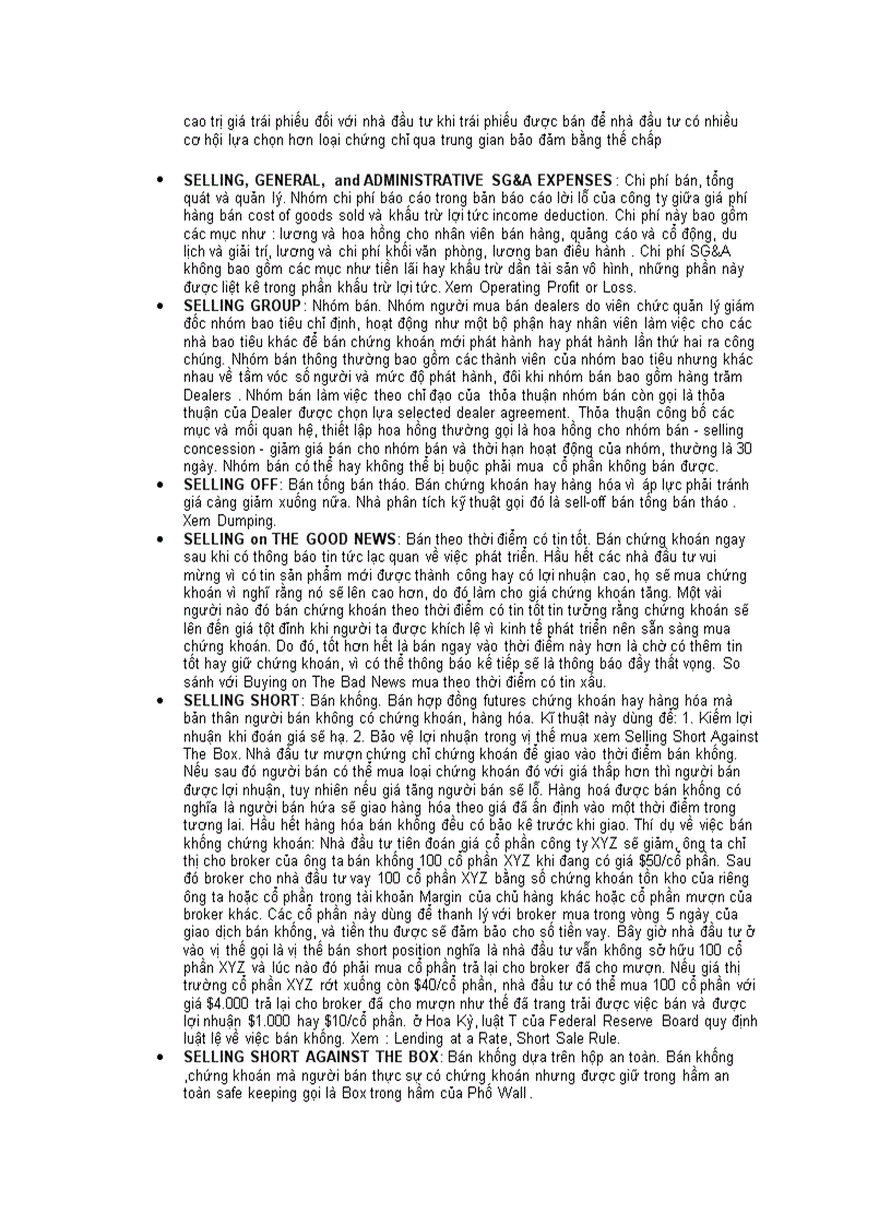 image for page Thuật ngữ về chứng khoán