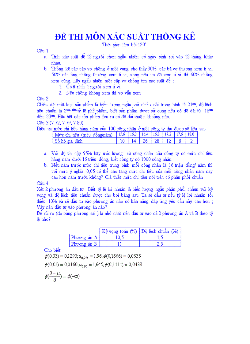 image for page Đề thi môn xác suất thống kê 03