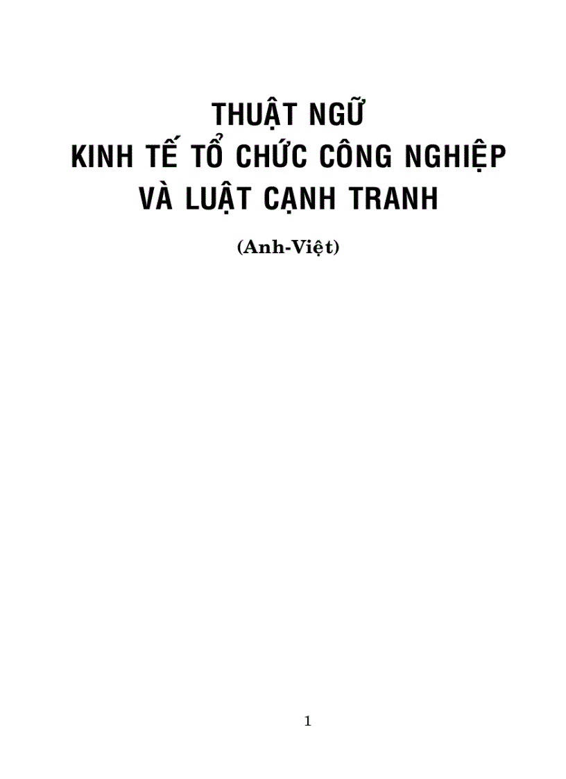 Thuật ngữ kinh tế tổ chức công nghiệp và Luật cạnh tranh