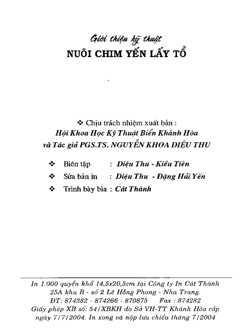 Kỹ thuật nuôi chim yến