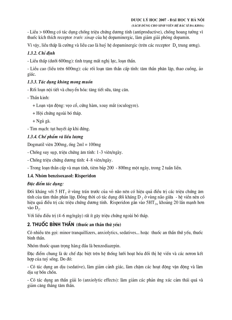 image for page Thuốc an thần kinh và thuốc bình thần