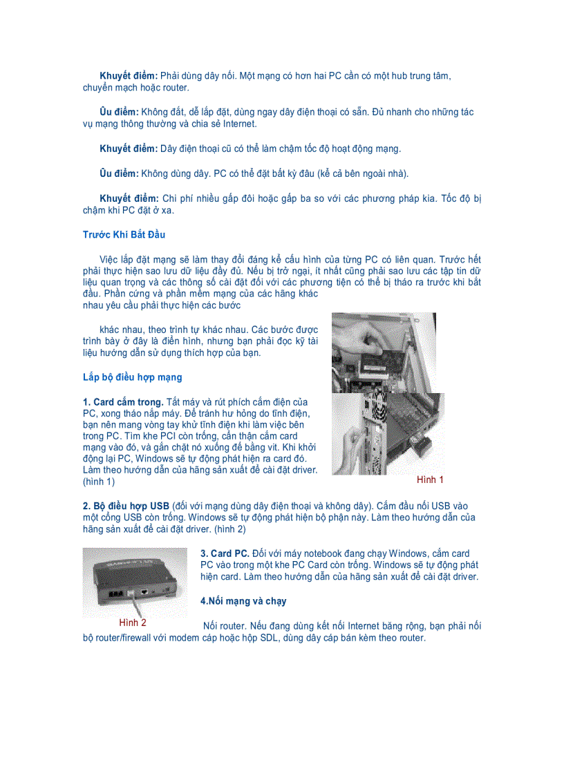 image for page Cài đặt nhanh một mạng máy tính