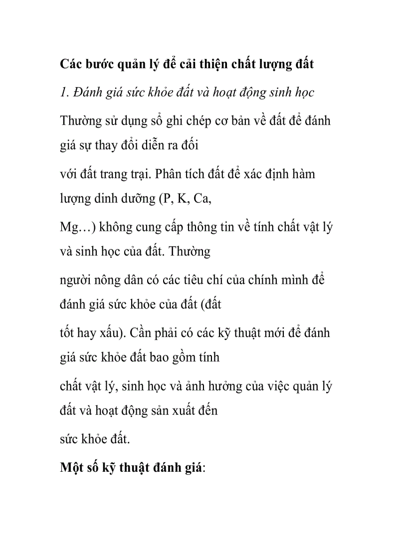 image for page Các bước quản lý để cải thiện chất lượng đất