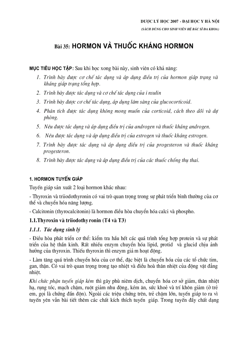 image for page Dược lý học Hormon và thuốc kháng Hormon