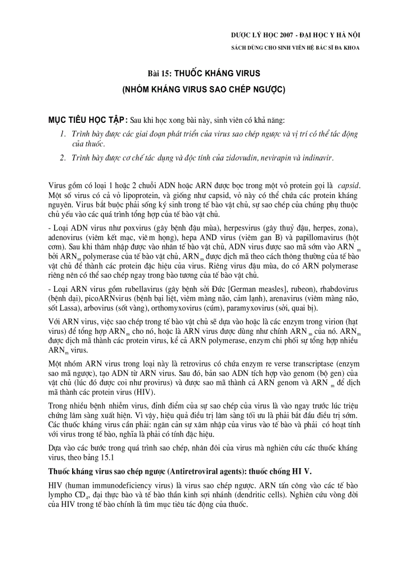 image for page Dược lý học thuốc kháng virus