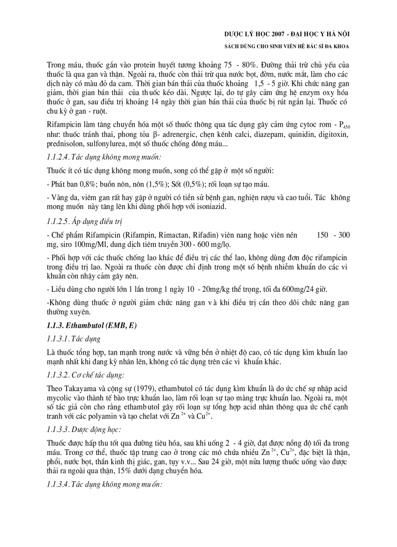 image for page Dược lý học thuốc kháng lao và thuốc điều trị phong
