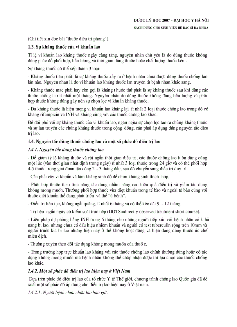 image for page Dược lý học thuốc kháng lao và thuốc điều trị phong