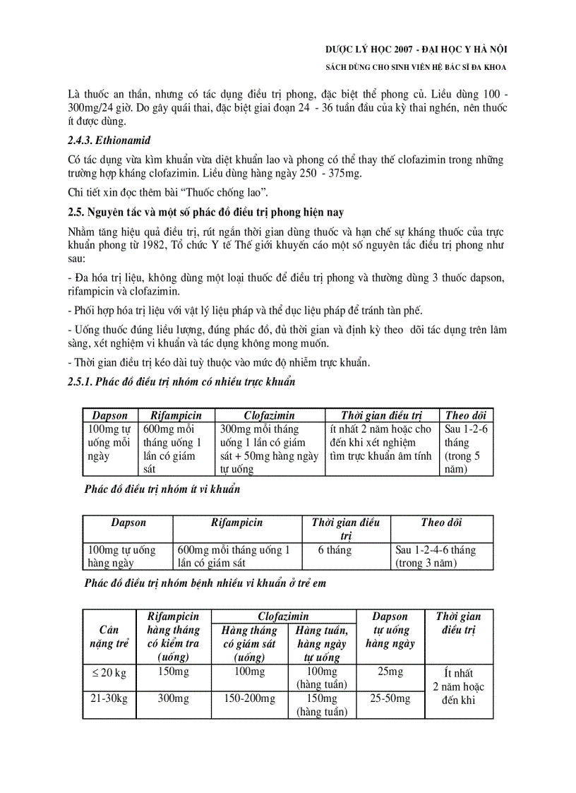 image for page Dược lý học thuốc kháng lao và thuốc điều trị phong