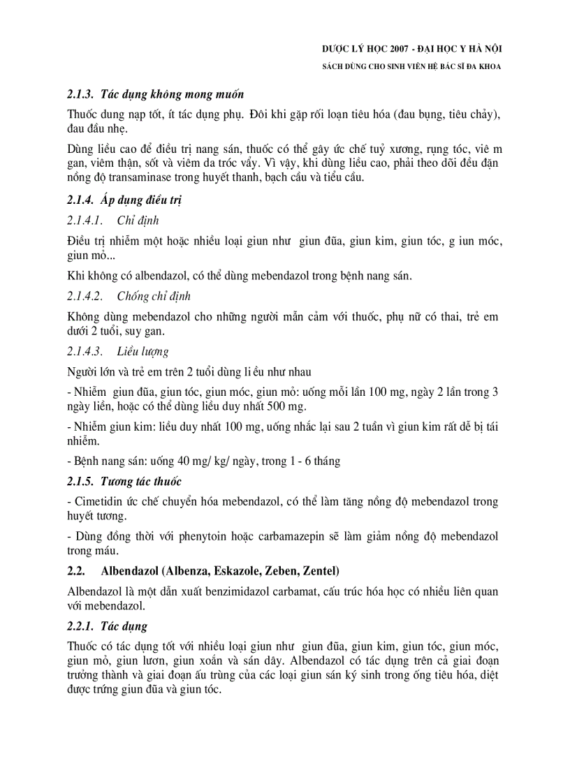 image for page Dược lý học thuốc chống giun sán