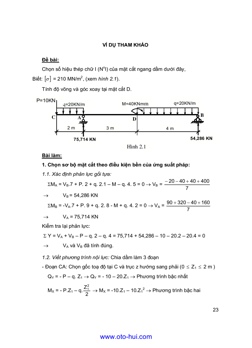 image for page Đề bài và hướng dẫn giải bài tập lớn sức bền vật liệu cơ học kết cấu