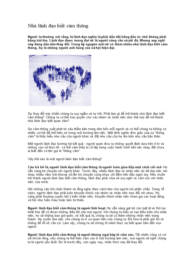 image for page Nhà lãnh đạo biết cảm thông