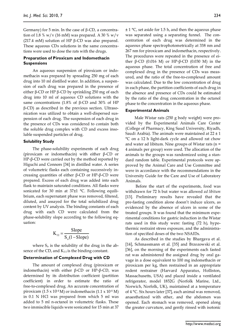 image for page Báo cáo y học Influence of Cyclodextrin Complexation with NSAIDs on NSAID Cold Stress Induced Gastric Ulceration in Rats